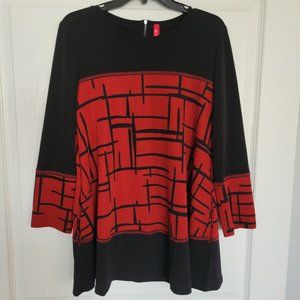 IC,  Ladies Blouse/Tunic, Size Medium, Red and Black